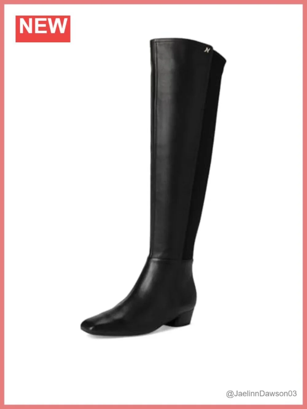 Naturalizer Reese Knee-High Boots Leather Neoprene Block Heel